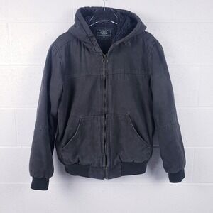 G.H. Bass & Co. Workwear Canvas Jacket Green Sherpa Lined Hooded Size Medium